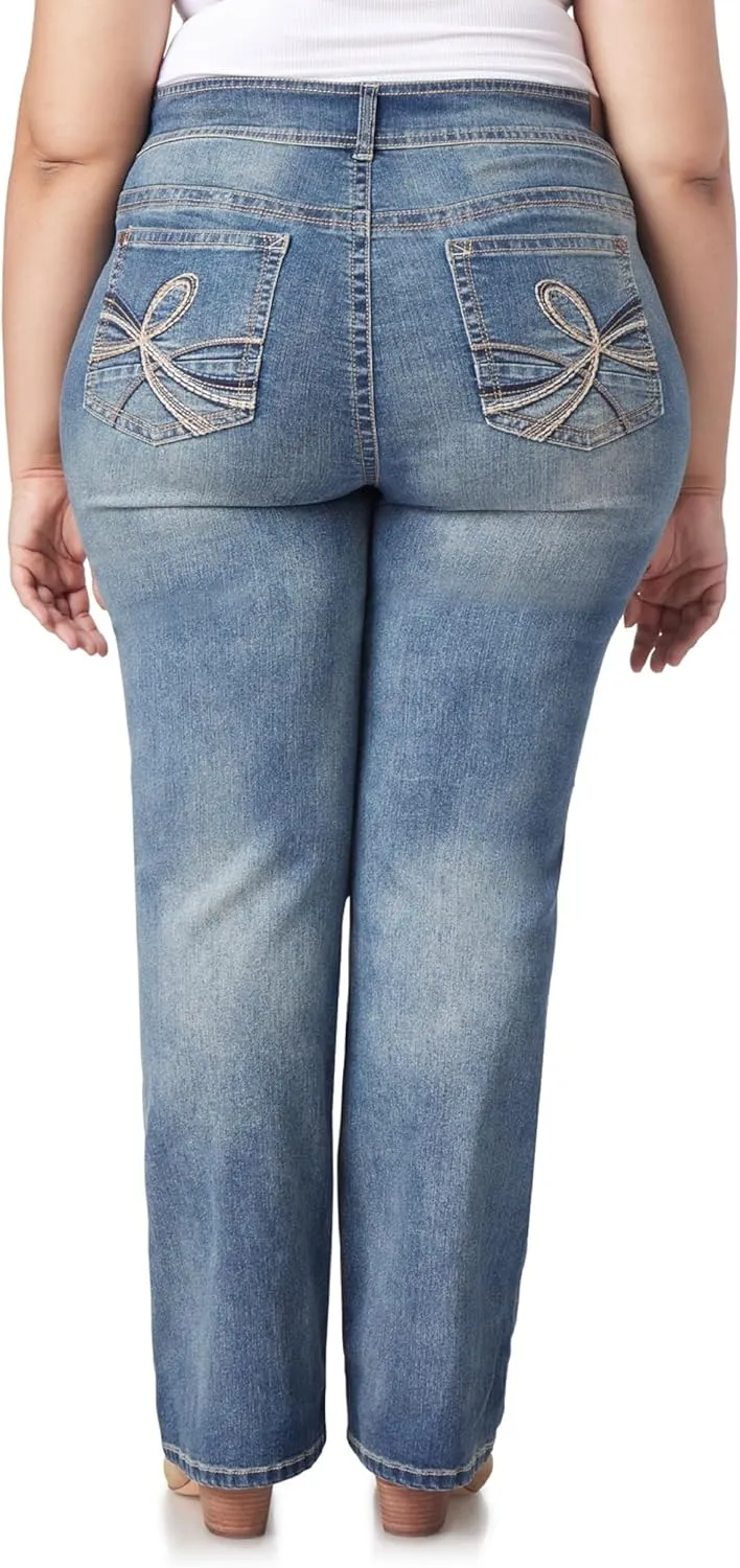 WallFlower Luscious Curvy Bootcut Jeans for Women Mid-Rise Insta Stretch Denim in Petite, Midsize, Plus Size, Juniors Jeans