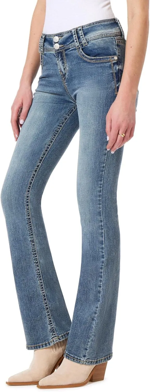 WallFlower Luscious Curvy Bootcut Jeans for Women Mid-Rise Insta Stretch Denim in Petite, Midsize, Plus Size, Juniors Jeans