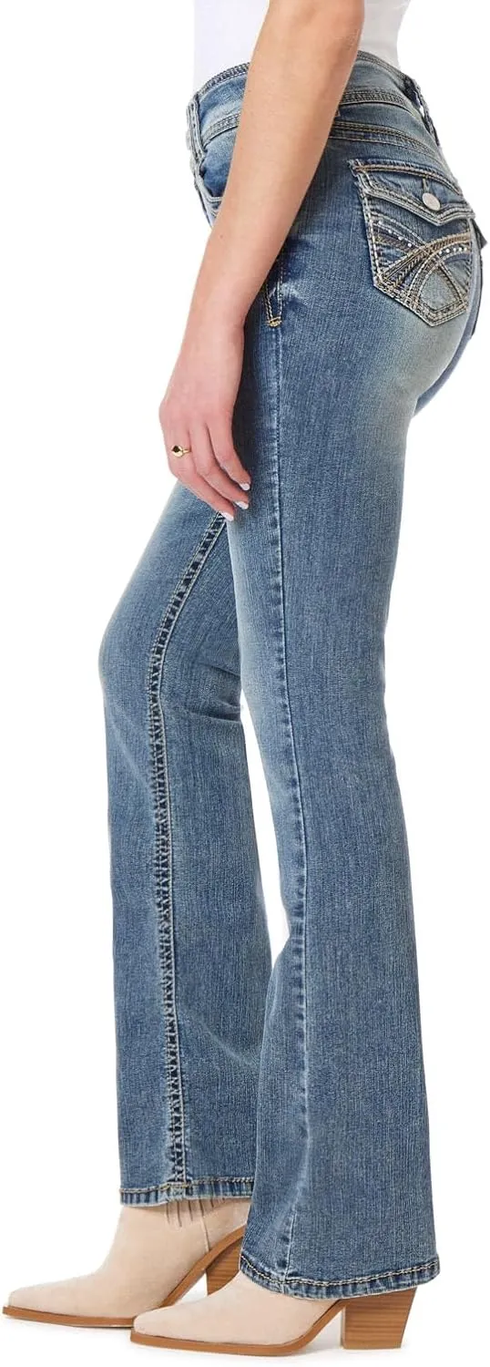 WallFlower Luscious Curvy Bootcut Jeans for Women Mid-Rise Insta Stretch Denim in Petite, Midsize, Plus Size, Juniors Jeans