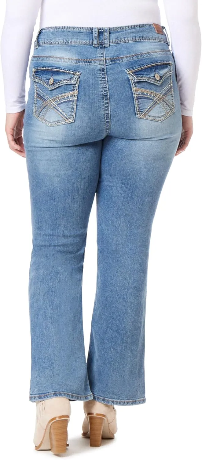 WallFlower Luscious Curvy Bootcut Jeans for Women Mid-Rise Insta Stretch Denim in Petite, Midsize, Plus Size, Juniors Jeans