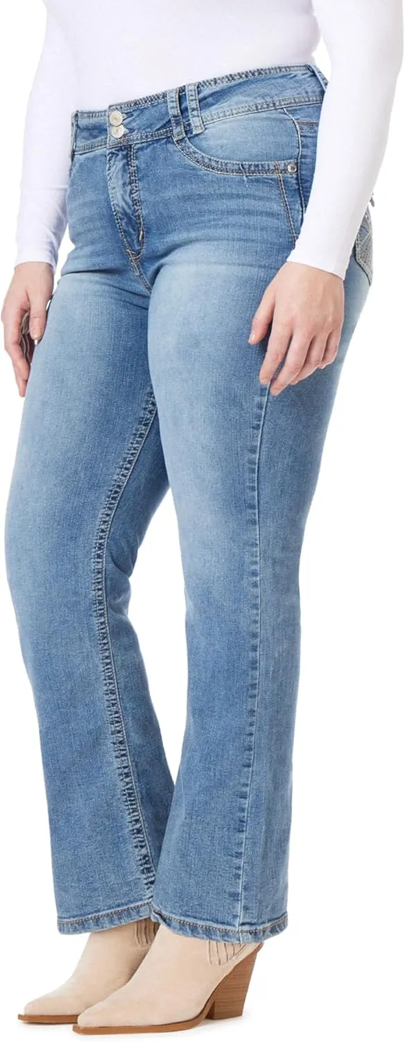 WallFlower Luscious Curvy Bootcut Jeans for Women Mid-Rise Insta Stretch Denim in Petite, Midsize, Plus Size, Juniors Jeans