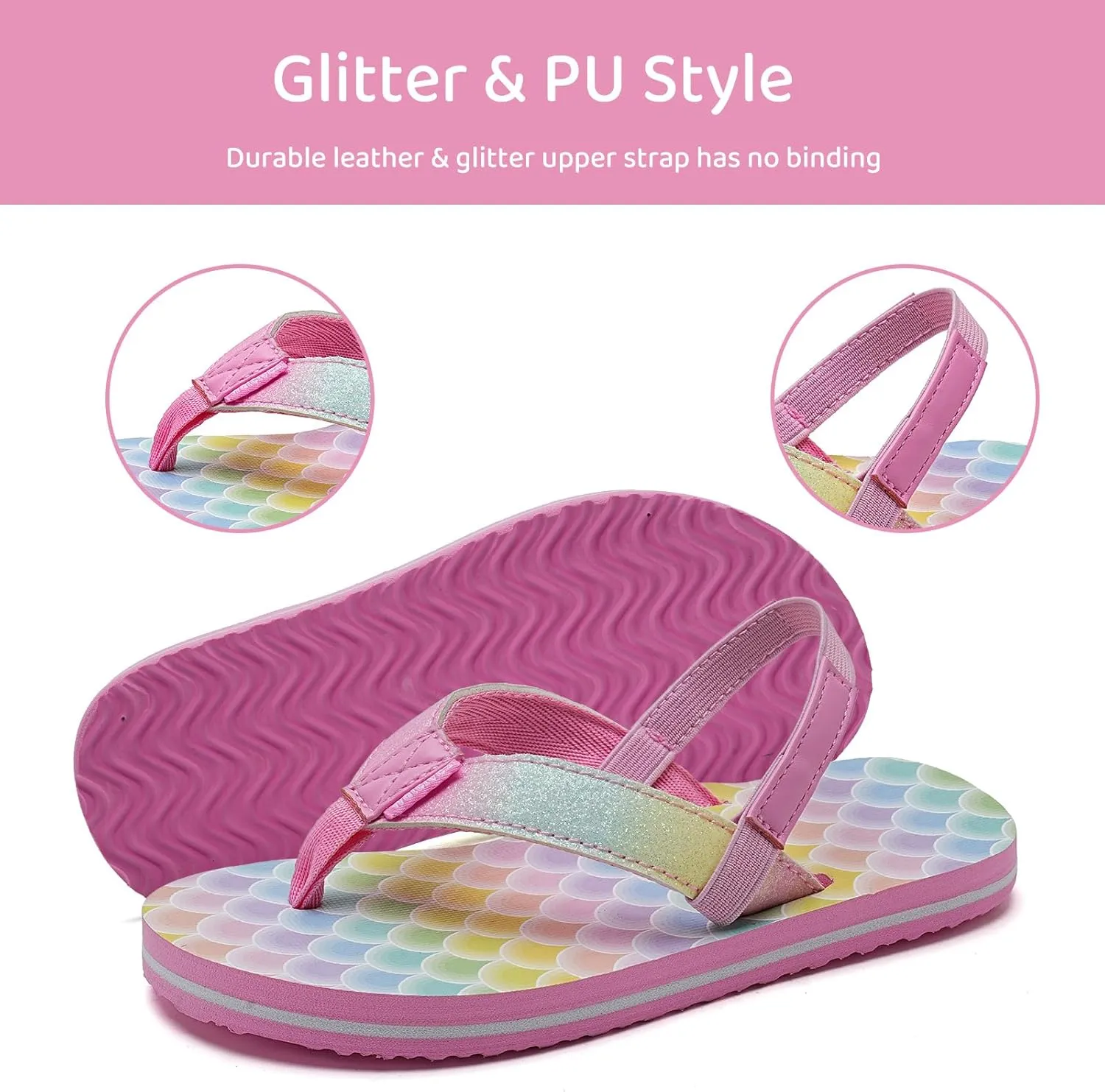 WateLves Toddler Flip Flops Girls Boys Sandals Shoes Kids Slip on Summer Sandals for Bath Shower Beach Pool (Toddler/Little Kid/Big Kid)
