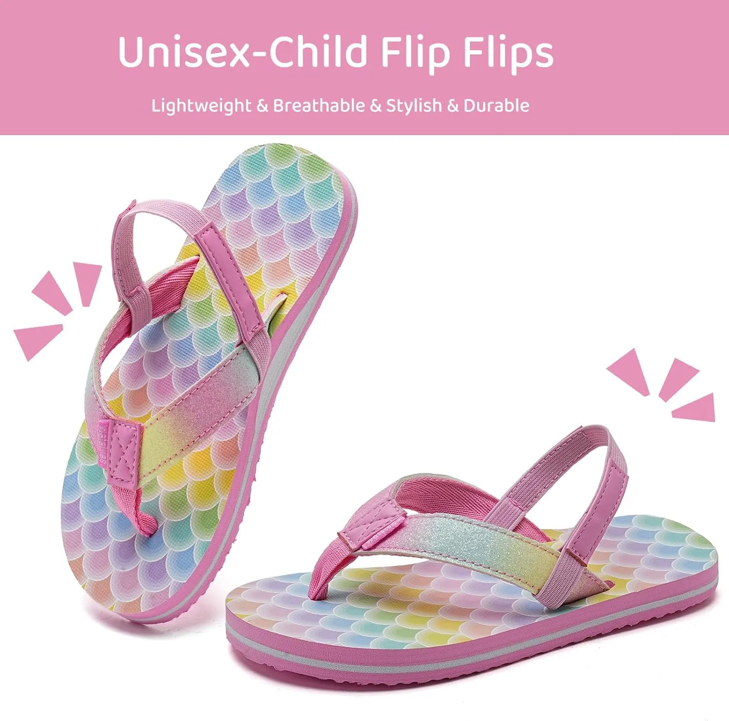WateLves Toddler Flip Flops Girls Boys Sandals Shoes Kids Slip on Summer Sandals for Bath Shower Beach Pool (Toddler/Little Kid/Big Kid)