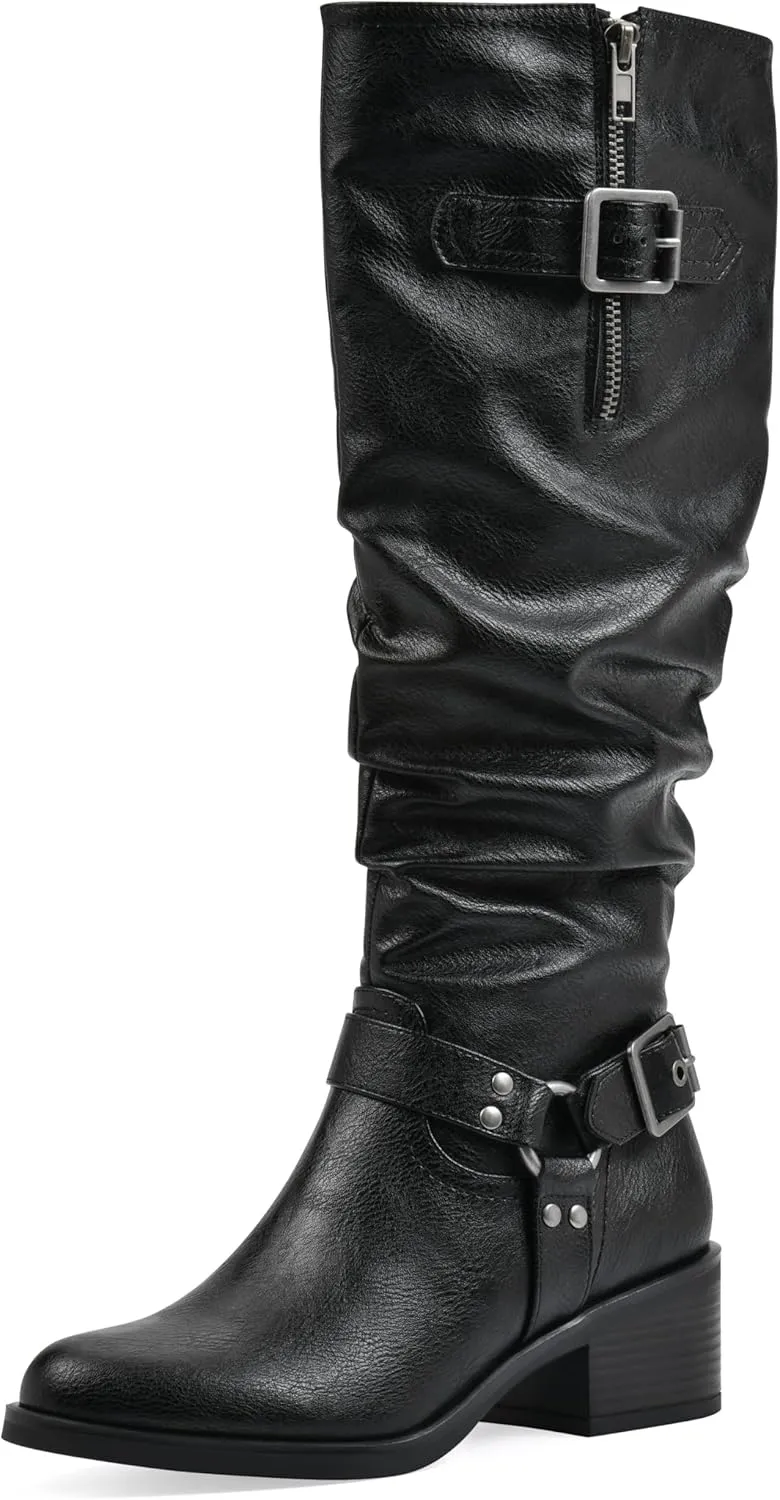 WHITE MOUNTAIN Women's Cushion Block Heeled Tall Shaft Western Riding Boot