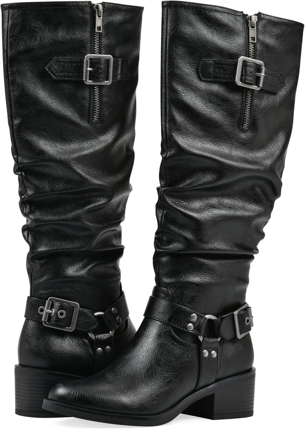 WHITE MOUNTAIN Women's Cushion Block Heeled Tall Shaft Western Riding Boot