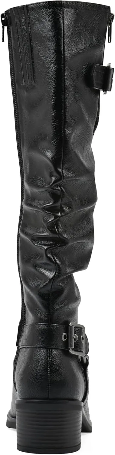 WHITE MOUNTAIN Women's Cushion Block Heeled Tall Shaft Western Riding Boot