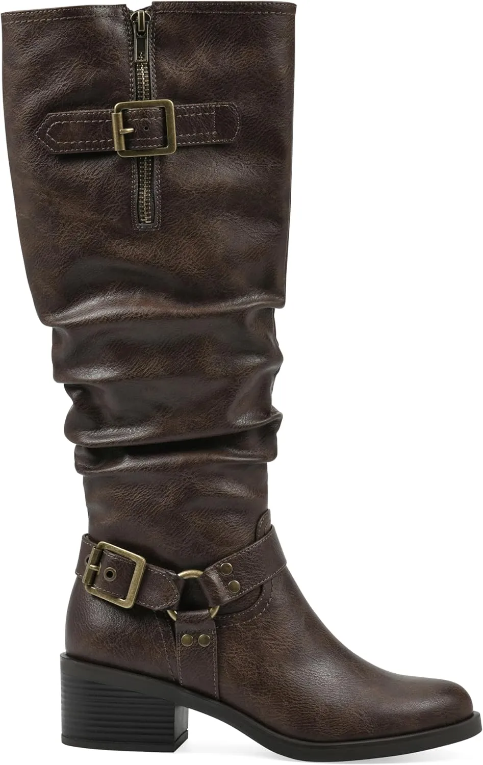WHITE MOUNTAIN Women's Cushion Block Heeled Tall Shaft Western Riding Boot
