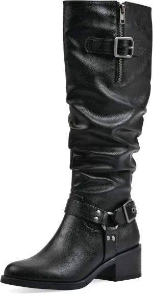 WHITE MOUNTAIN Women's Cushion Block Heeled Tall Shaft Western Riding Boot