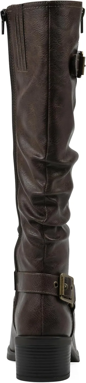 WHITE MOUNTAIN Women's Cushion Block Heeled Tall Shaft Western Riding Boot