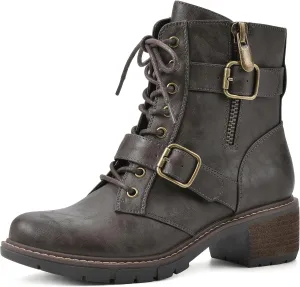 WHITE MOUNTAIN Women's Shoes Crank Block Heel Moto Boot