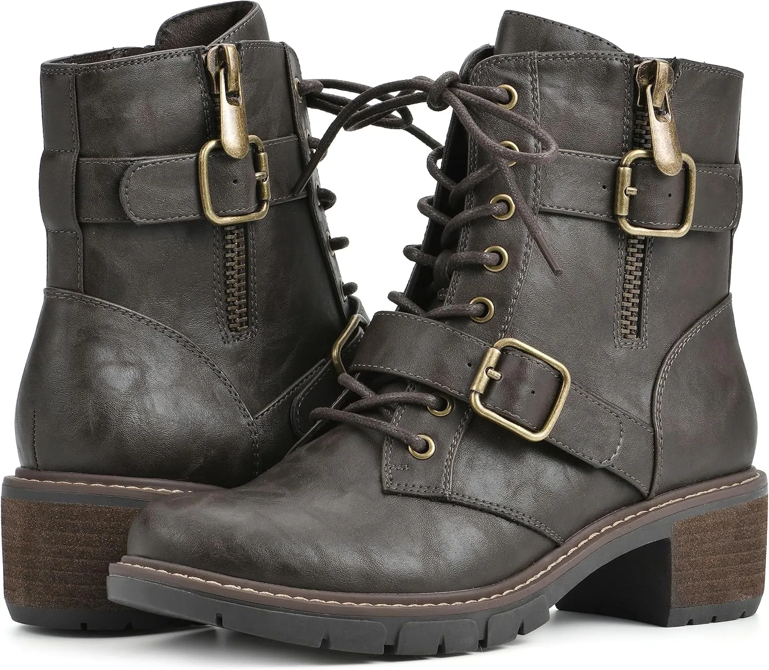 WHITE MOUNTAIN Women's Shoes Crank Block Heel Moto Boot