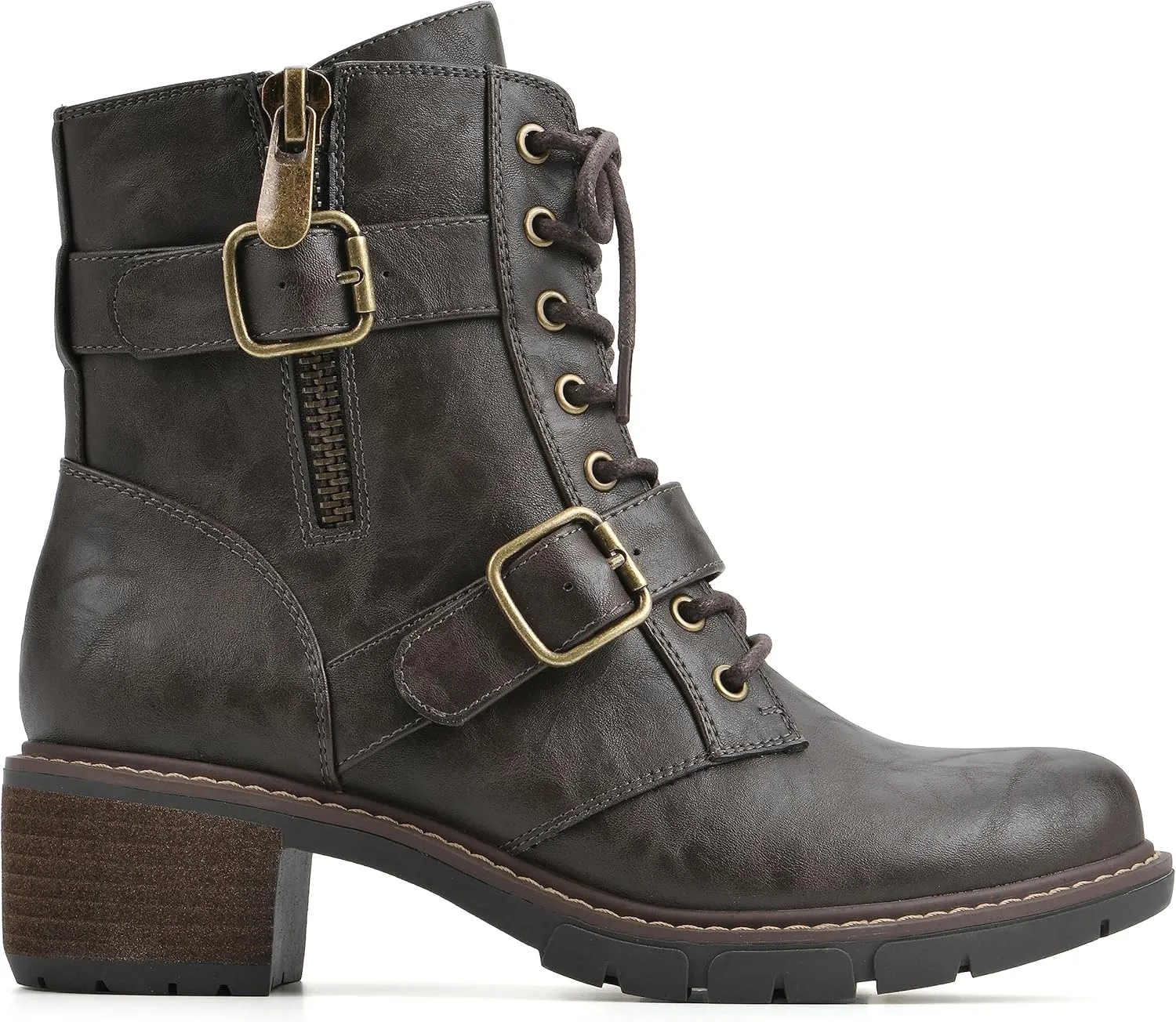 WHITE MOUNTAIN Women's Shoes Crank Block Heel Moto Boot