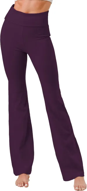 Woman Fold Over Waist Flare Boots Cut Cotton Stretch Yoga Pants Leggings