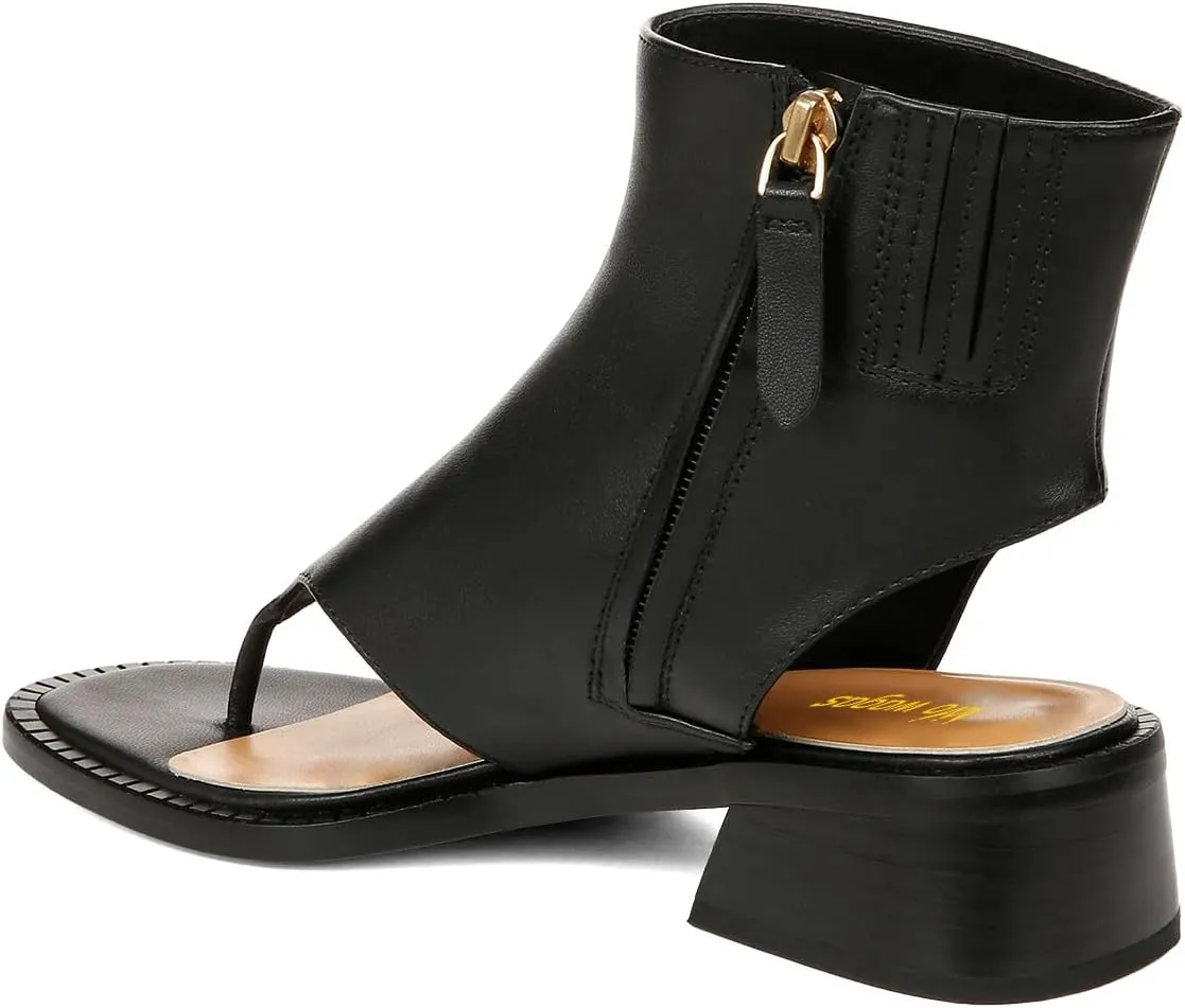 Women Ankle Sandals Boots Chunky Low Heels Flip Flop Open Toe Side Zippers Shoe Shopping Party Prom Size 4-16 US