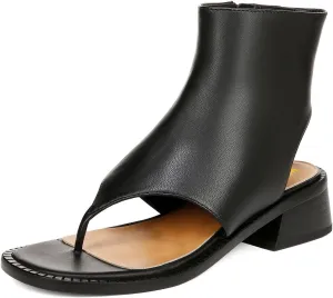 Women Ankle Sandals Boots Chunky Low Heels Flip Flop Open Toe Side Zippers Shoe Shopping Party Prom Size 4-16 US