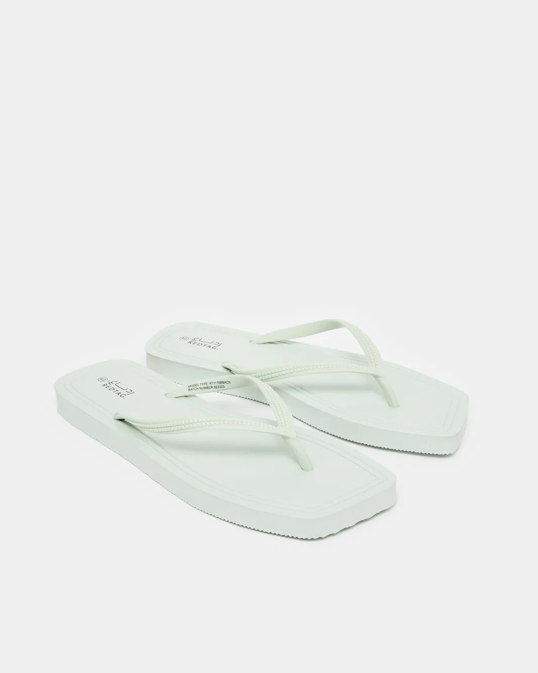 Women Green Square Toe Flip Flop