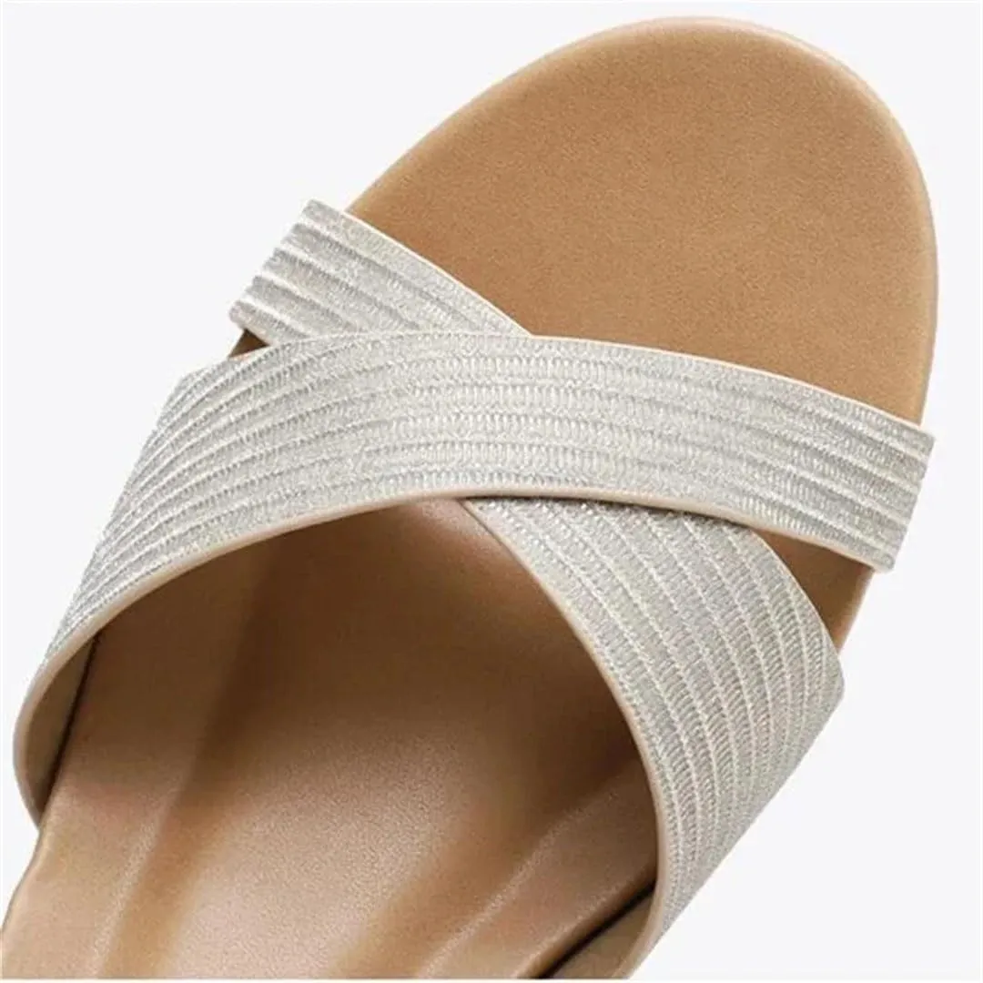 Women Weave Wedge Shoes Fashion Zipper Sandals Casual Beach Sandals