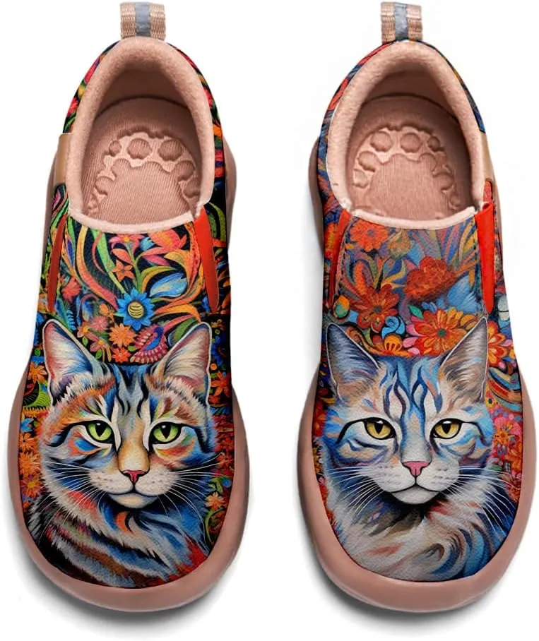 Women's Art Painted Travel Shoes Slip On Casual Leather Loafers Lightweight Comfort Fashion Sneaker