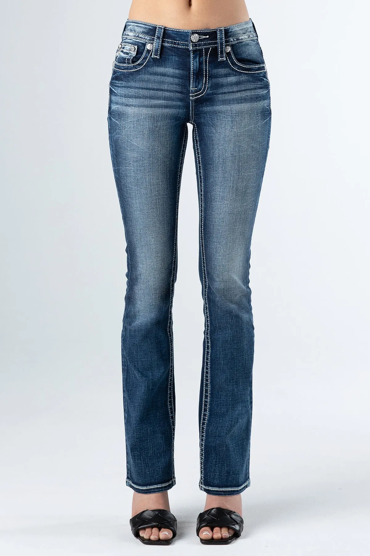 Women's Aztec Geometric Mid-Rise Bootcut Jean
