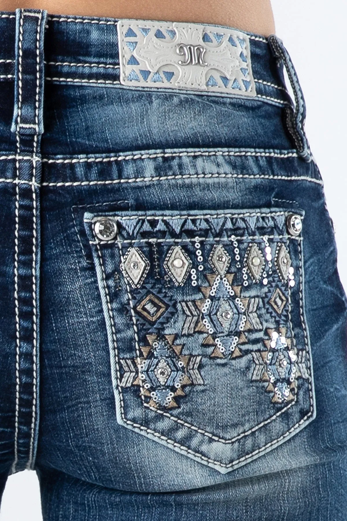 Women's Aztec Geometric Mid-Rise Bootcut Jean