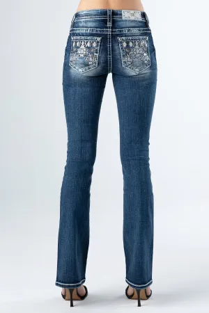 Women's Aztec Geometric Mid-Rise Bootcut Jean