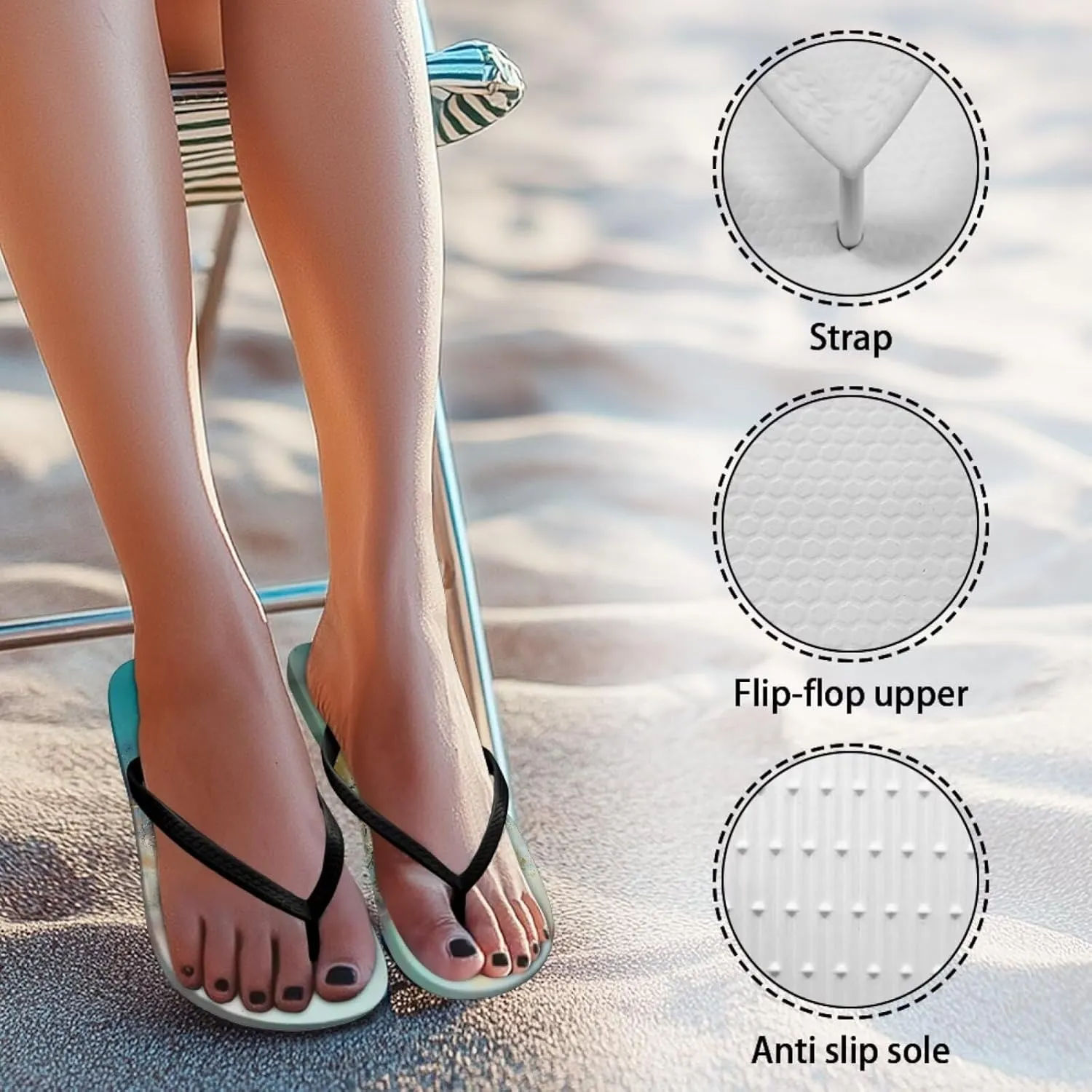 Women's Flip-Flops Cartoon Animal Pattern Slippers Women's Casual Beach Sandals Soft & Comfortable Sole