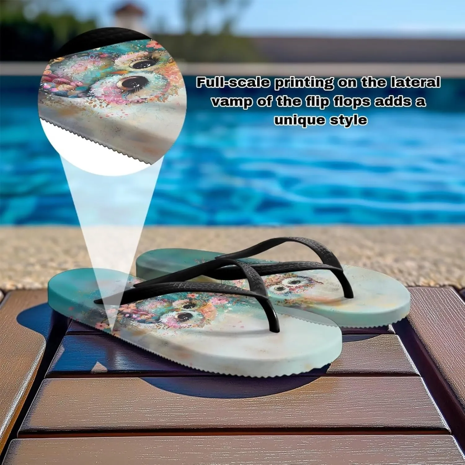 Women's Flip-Flops Cartoon Animal Pattern Slippers Women's Casual Beach Sandals Soft & Comfortable Sole