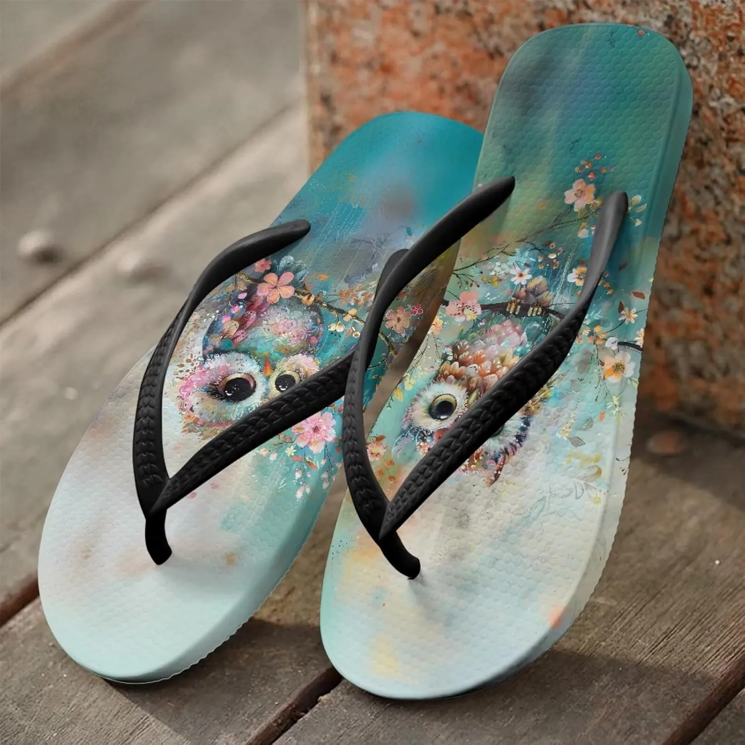 Women's Flip-Flops Cartoon Animal Pattern Slippers Women's Casual Beach Sandals Soft & Comfortable Sole