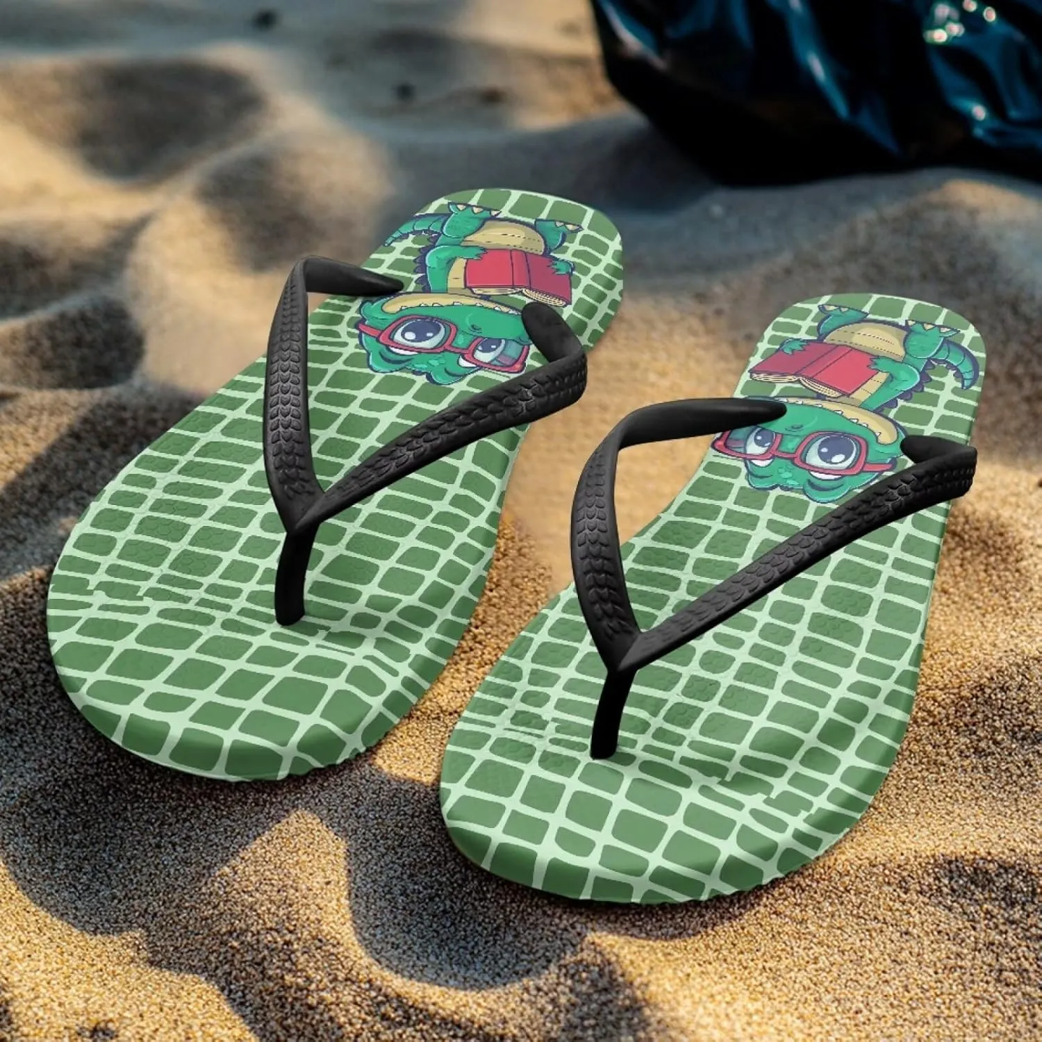 Women's Flip-Flops Cartoon Animal Pattern Slippers Women's Casual Beach Sandals Soft & Comfortable Sole