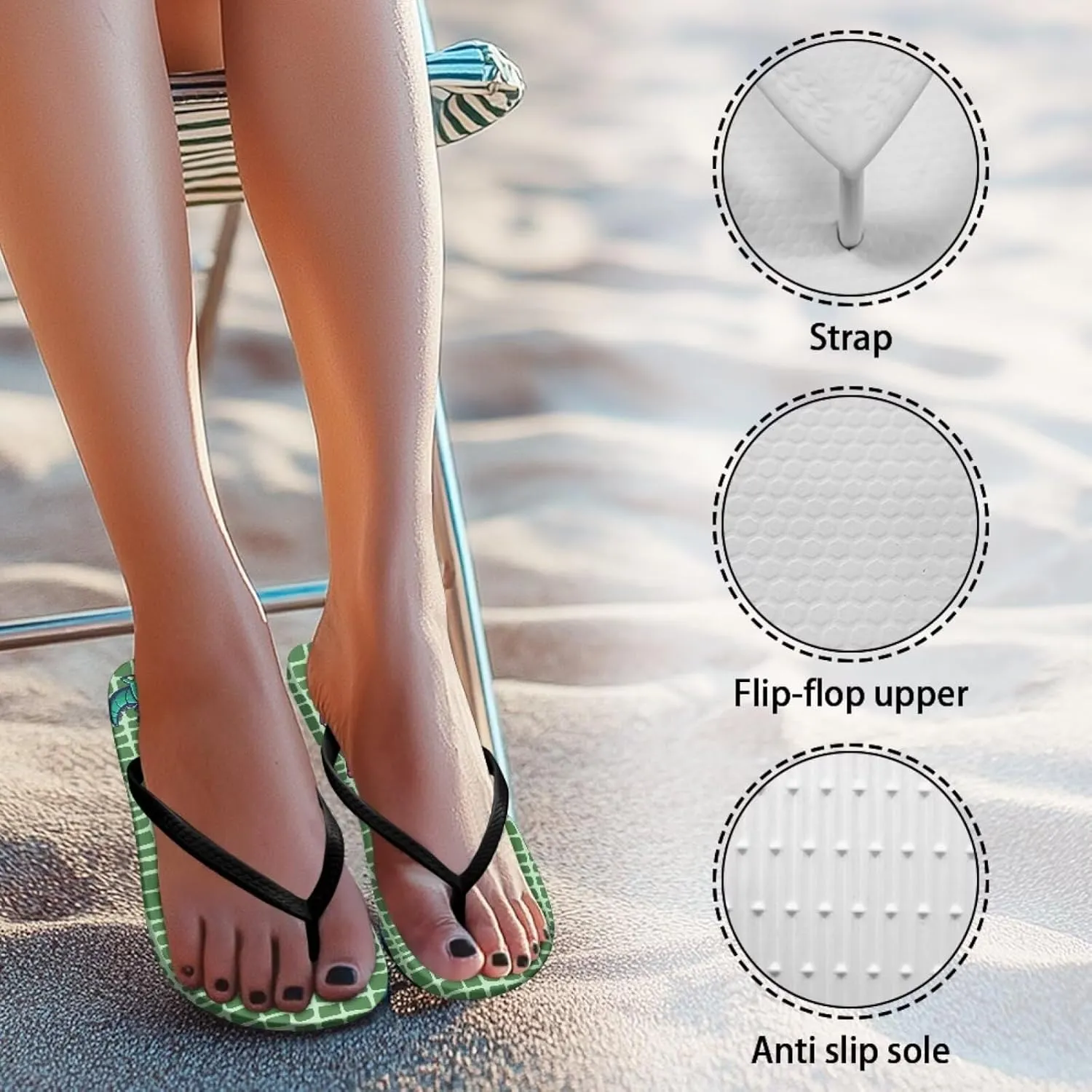 Women's Flip-Flops Cartoon Animal Pattern Slippers Women's Casual Beach Sandals Soft & Comfortable Sole