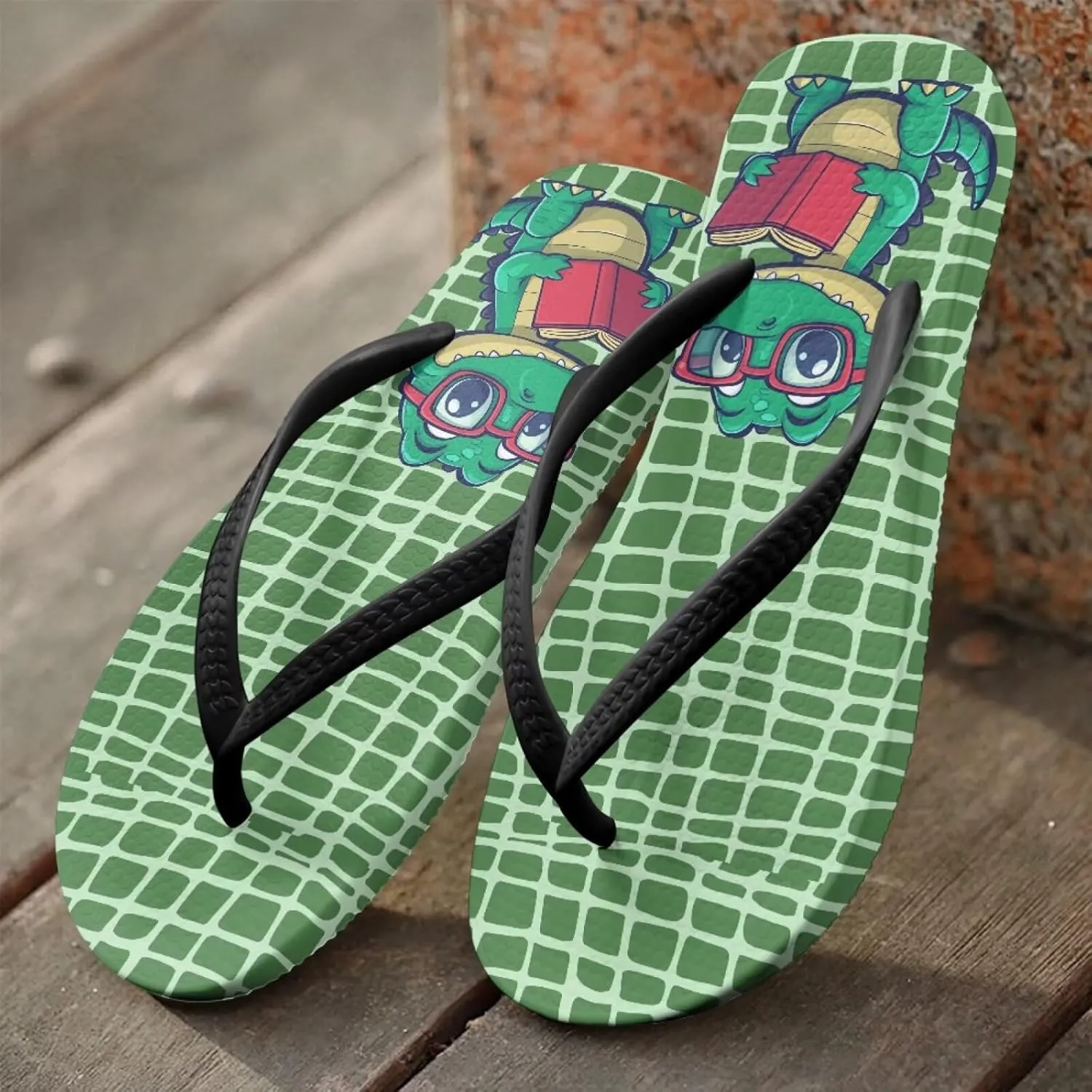 Women's Flip-Flops Cartoon Animal Pattern Slippers Women's Casual Beach Sandals Soft & Comfortable Sole