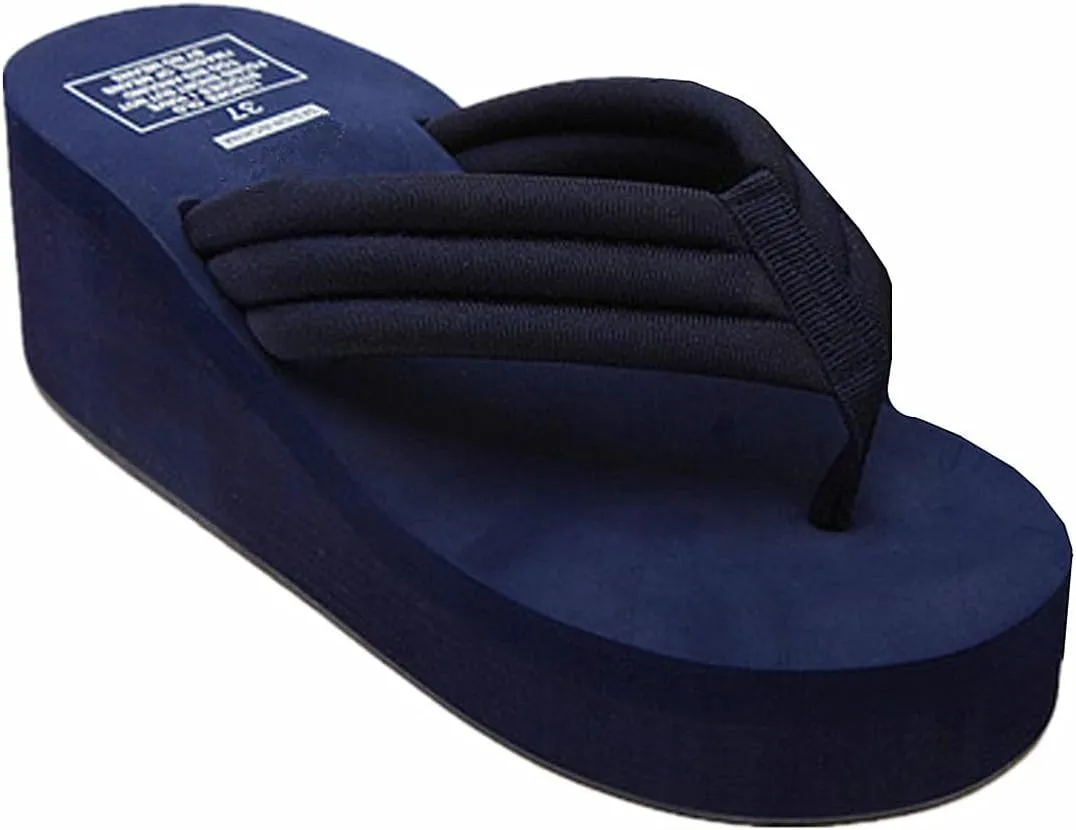 Womens Flip Flops Wedge Sandals High-Heeled Slippers