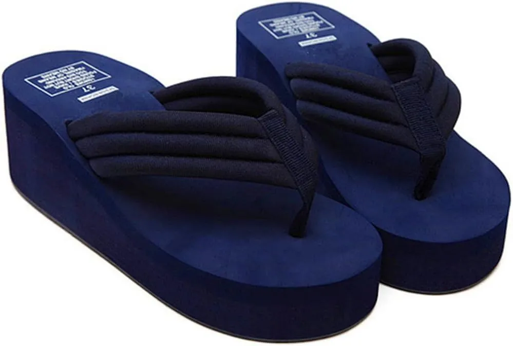 Womens Flip Flops Wedge Sandals High-Heeled Slippers