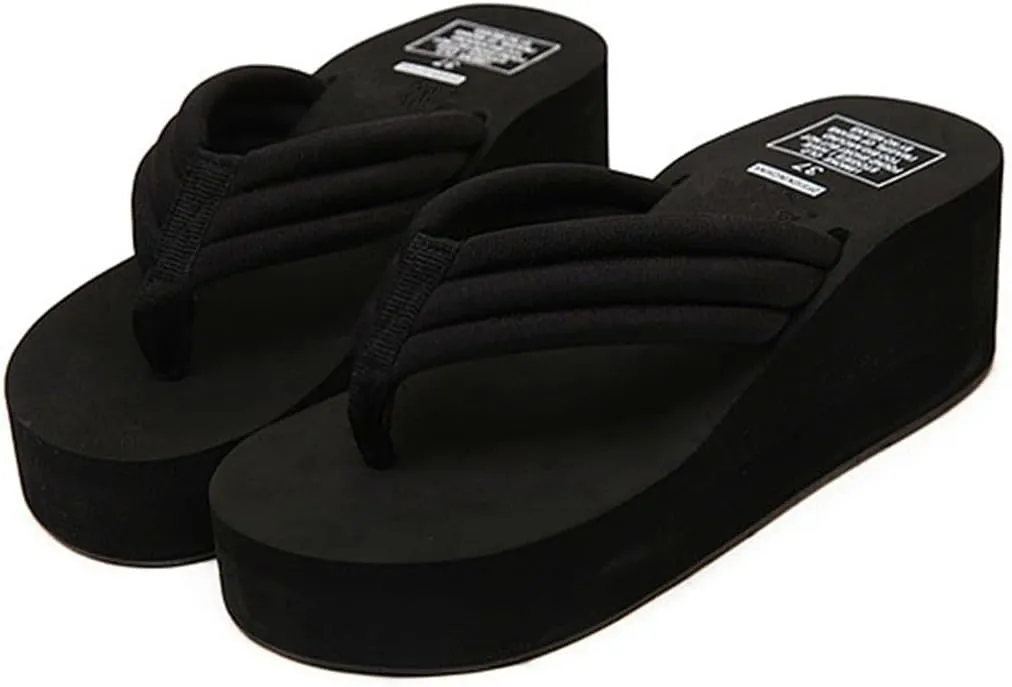 Womens Flip Flops Wedge Sandals High-Heeled Slippers
