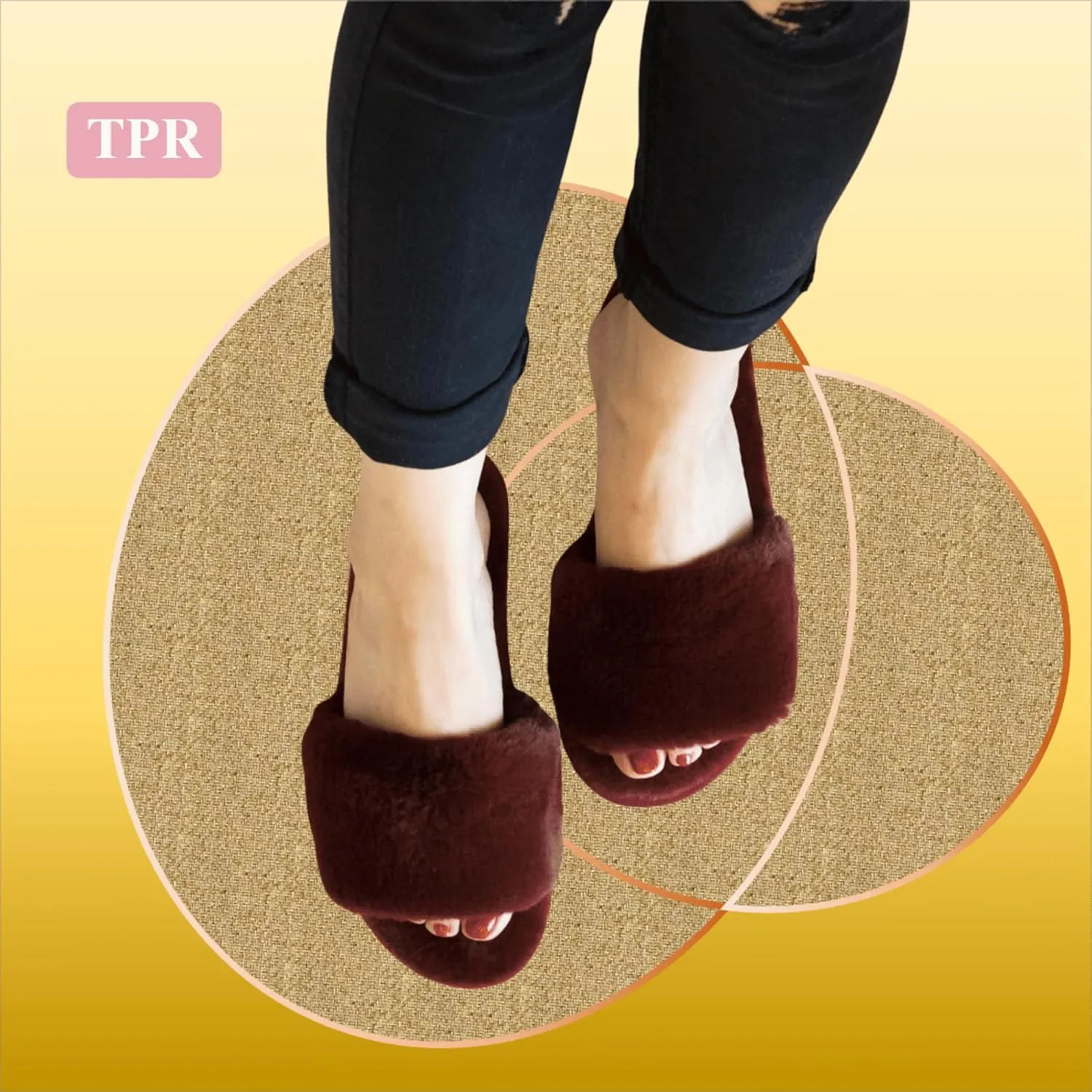 Women's Fuzzy Fluffy Furry Fur Slippers Flip Flop Open Toe Cozy House Memory Foam Sandals Slides Soft Flat Comfy Anti-Slip Spa Indoor Outdoor Slip on
