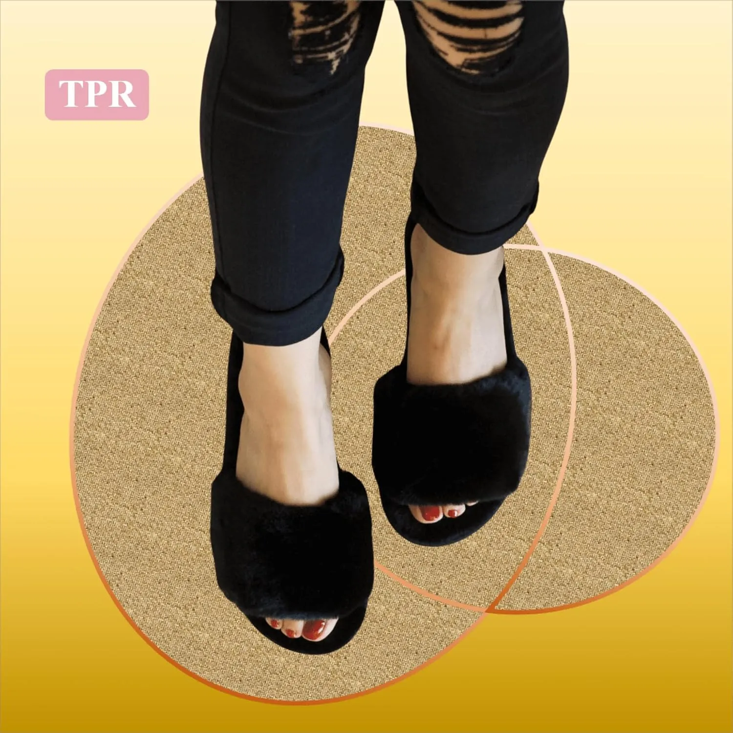 Women's Fuzzy Fluffy Furry Fur Slippers Flip Flop Open Toe Cozy House Memory Foam Sandals Slides Soft Flat Comfy Anti-Slip Spa Indoor Outdoor Slip on
