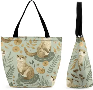 Women's Handbags Otters Pattern Cute Shopping Bag Leather Tote Bag Satchel Bags
