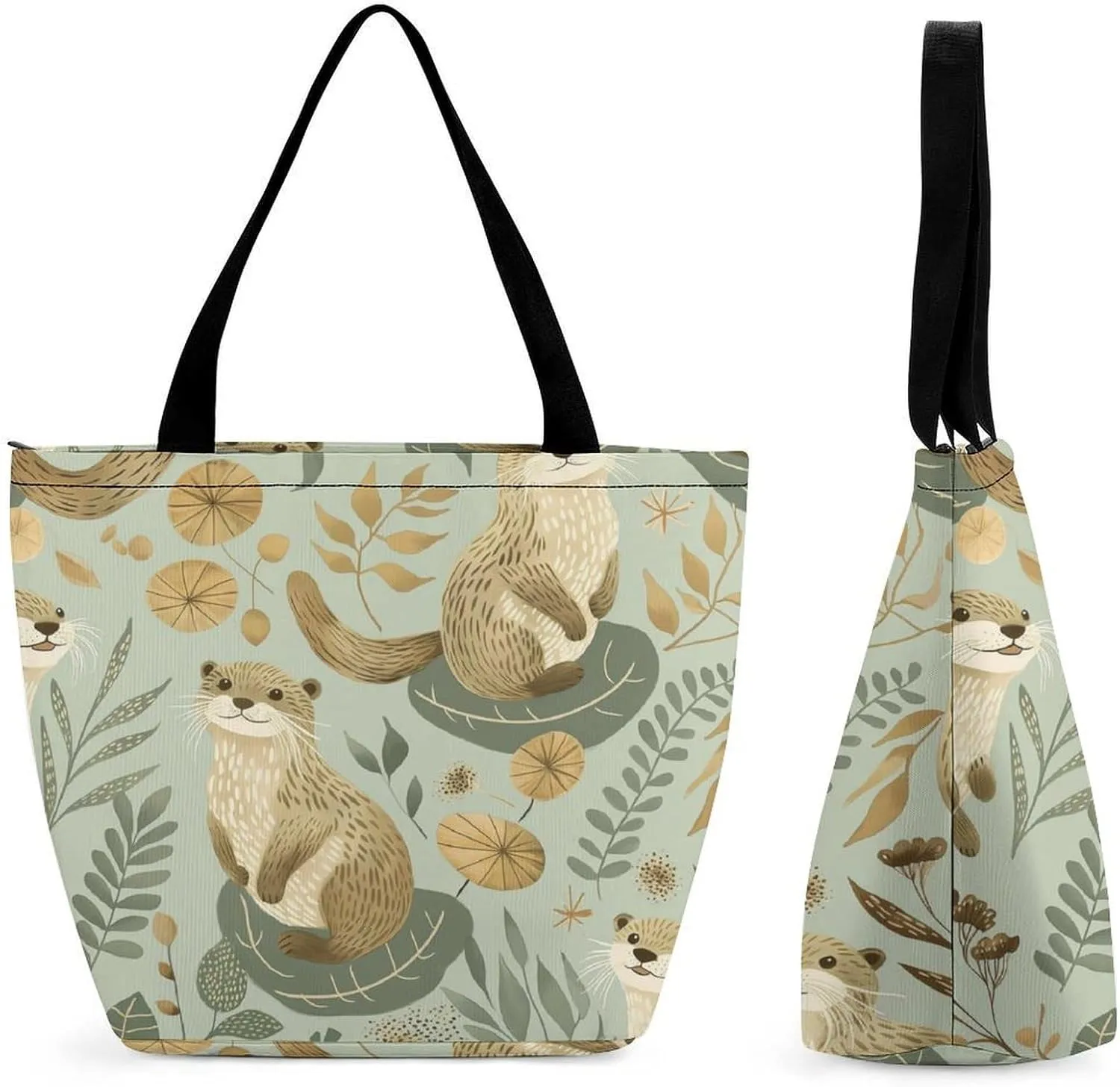 Women's Handbags Otters Pattern Cute Shopping Bag Leather Tote Bag Satchel Bags