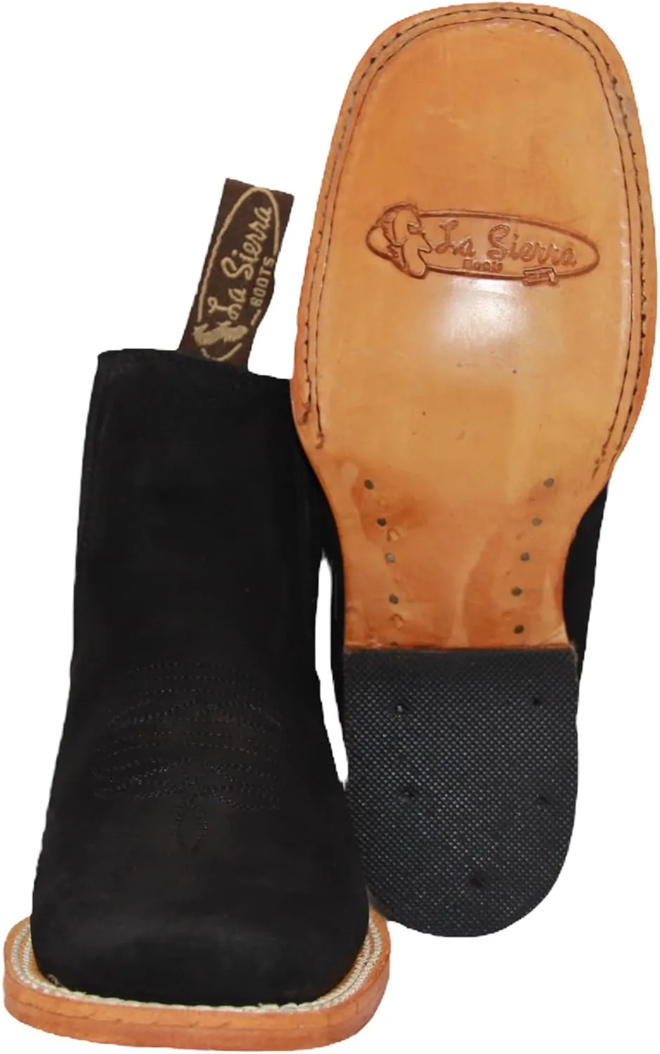 Women's Leather Short Ankle Cowboy Boots, Low Heel Western Bootie