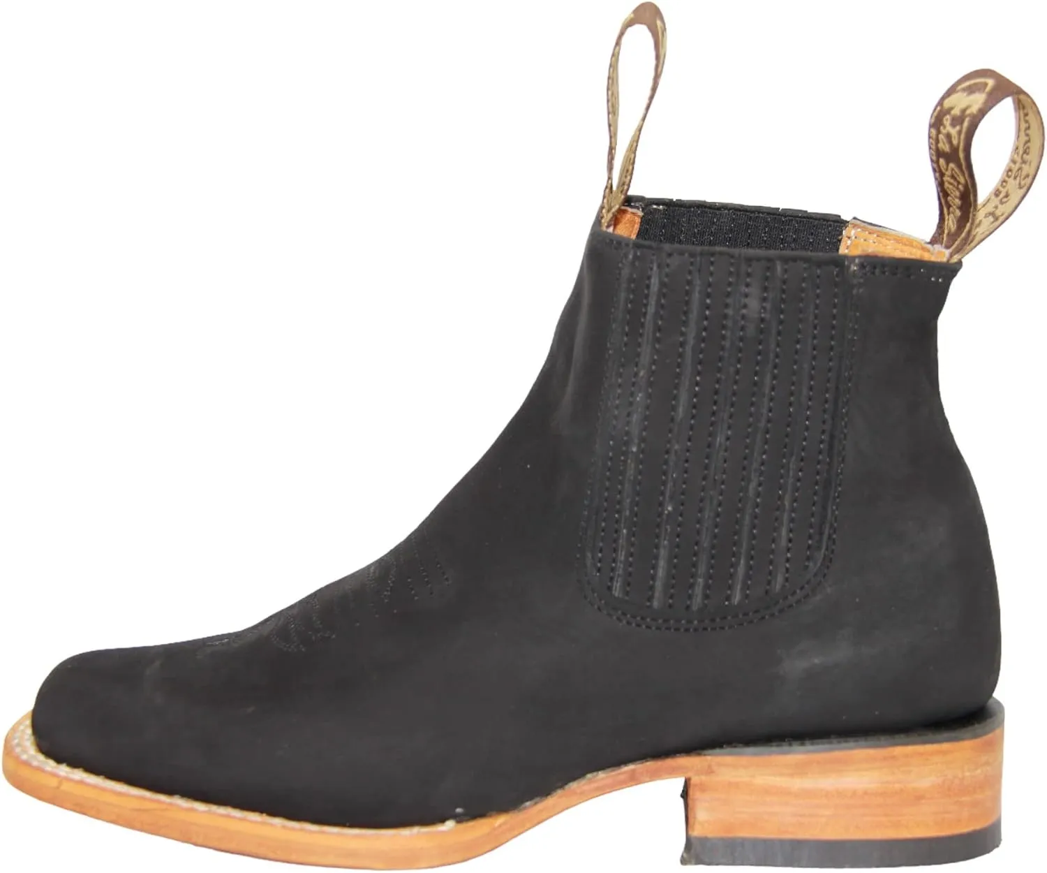 Women's Leather Short Ankle Cowboy Boots, Low Heel Western Bootie