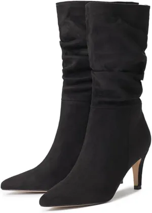 Women's Slouch Mid Calf Boots Stiletto Heel Mid High Suede Boots