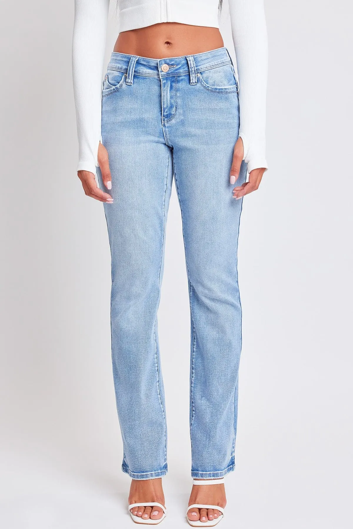 Women’s Sustainable WannaBettaButt Mid Rise Bootcut Jeans Jacket From YMI JEANS