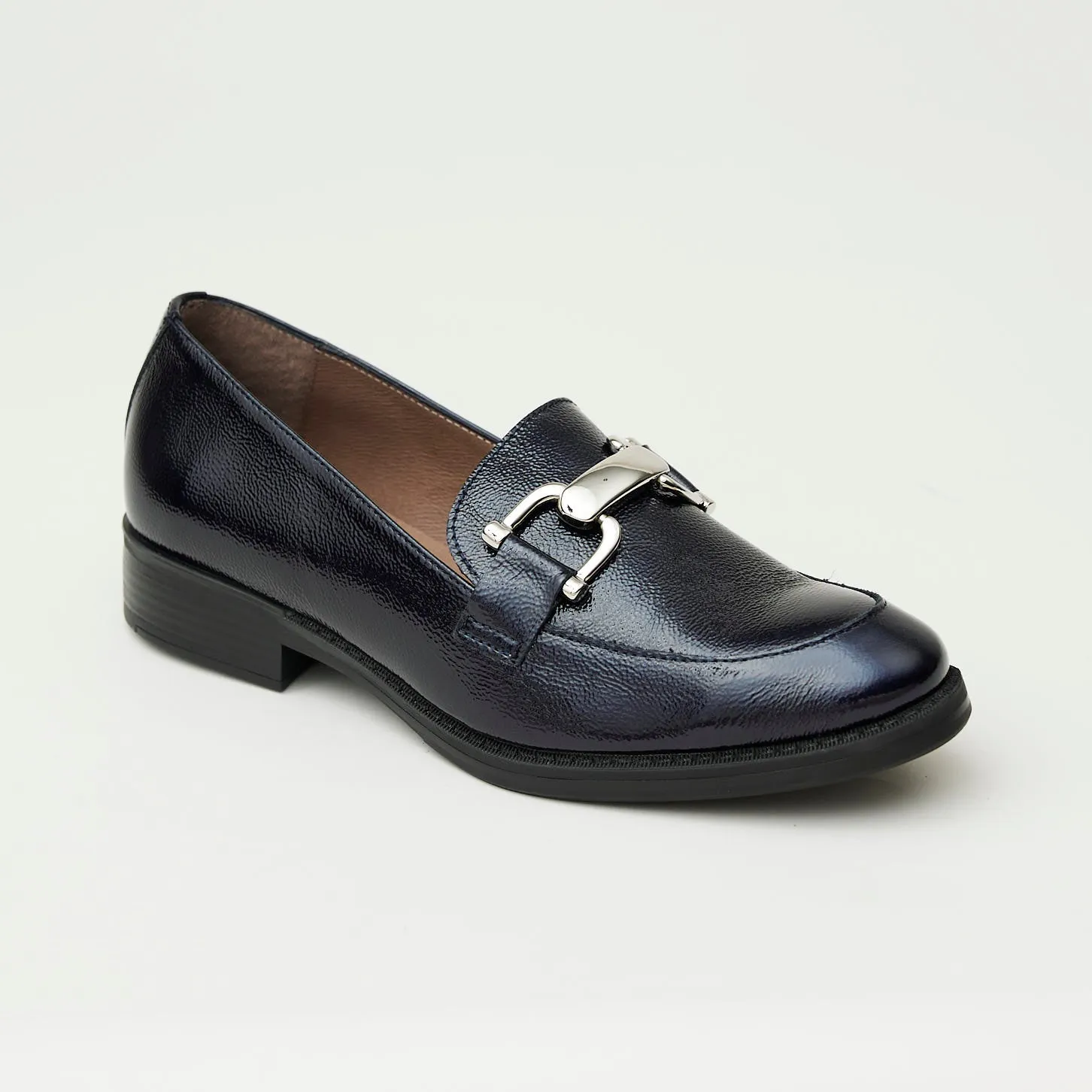 Wonders Navy Patent Leather Loafers