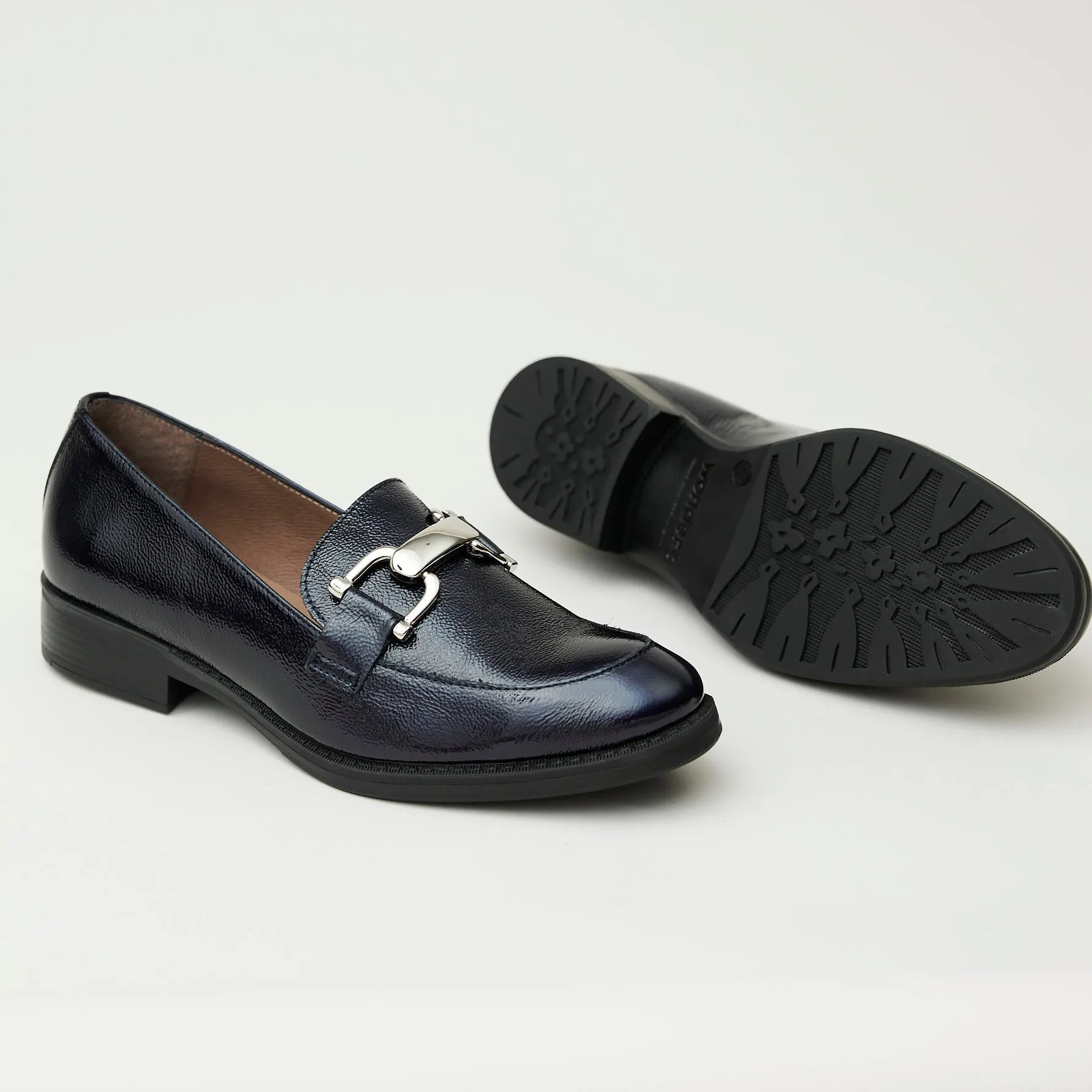 Wonders Navy Patent Leather Loafers