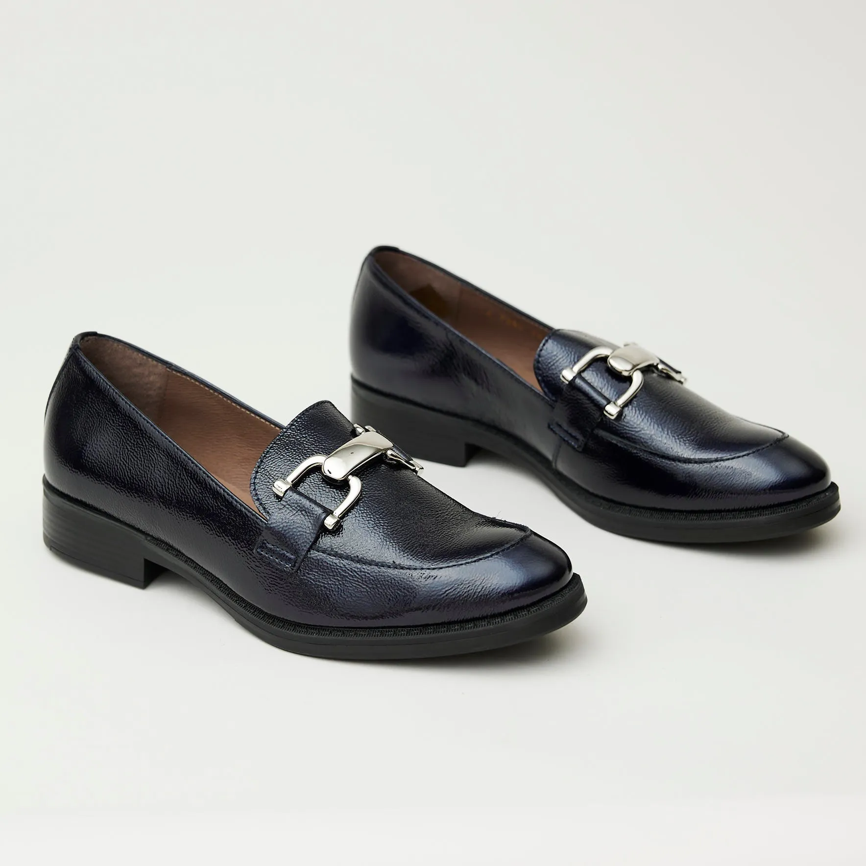 Wonders Navy Patent Leather Loafers