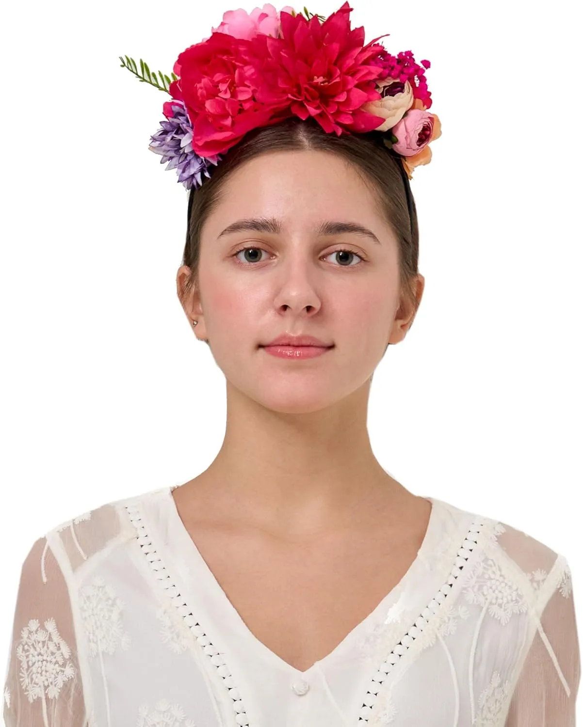 YHDDYG Fuchsia Mexican Flower Headband Mini Dried Baby Breath Flowers Headpiece Mexican Costume Cinco De Mayo Headpiece N6
