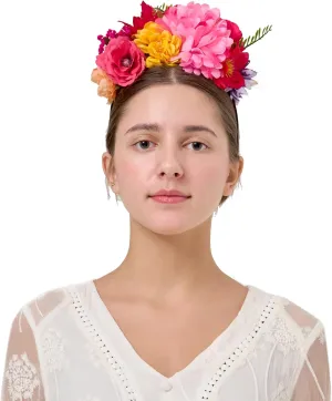 YHDDYG Fuchsia Mexican Flower Headband Mini Dried Baby Breath Flowers Headpiece Mexican Costume Cinco De Mayo Headpiece N6