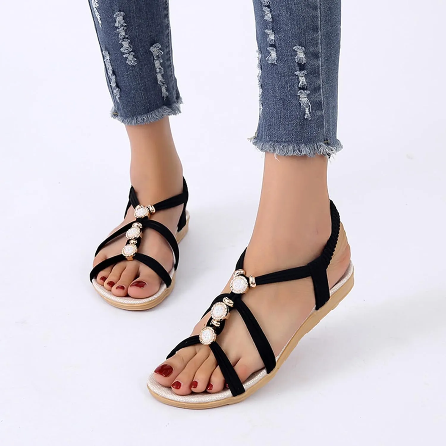 Yoga Mat Comfortable Flat Sandal for Women Elastic Slip on Comfort Casual Shoes Slingback Flats for Women