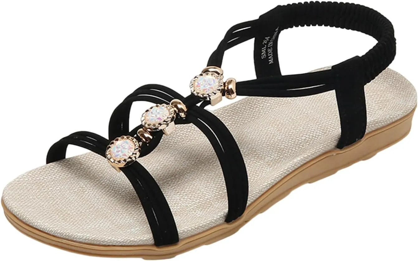 Yoga Mat Comfortable Flat Sandal for Women Elastic Slip on Comfort Casual Shoes Slingback Flats for Women