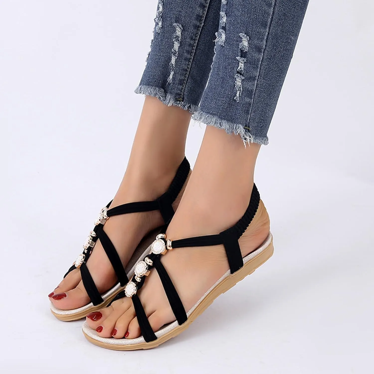 Yoga Mat Comfortable Flat Sandal for Women Elastic Slip on Comfort Casual Shoes Slingback Flats for Women